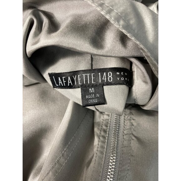 Lafayette 148 Women's Satin Gray Zip Up Jacket Sz M - Picture 9 of 10